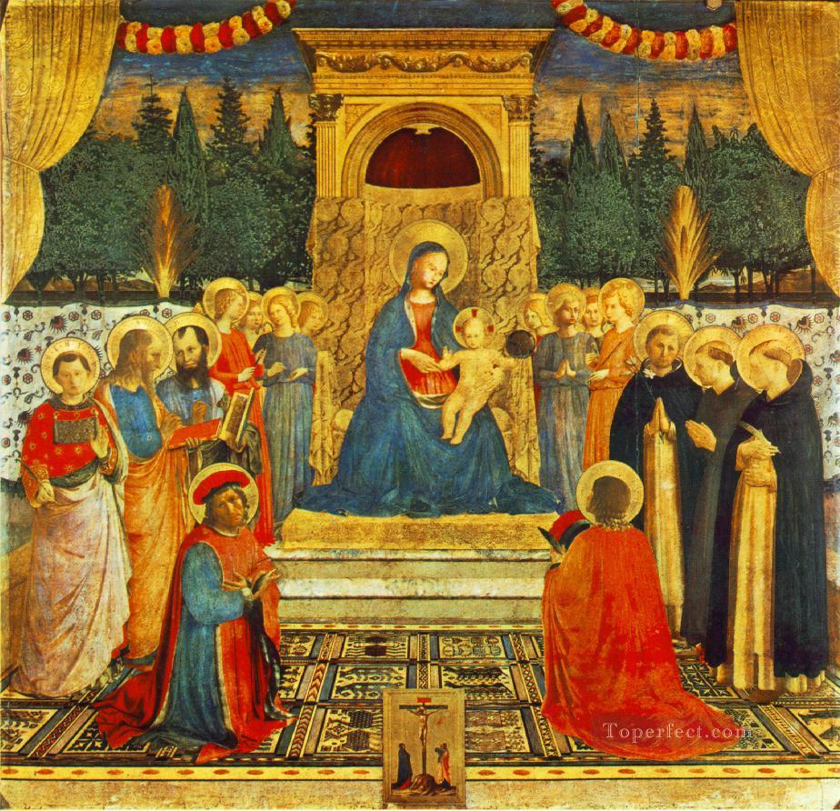 Madonna mit dem Kind Heiligen und Kreuzigung Religiosen Fra Angelico Religiosen Christentum Ölgemälde